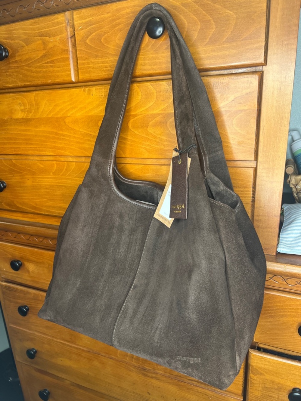 Brown Suede Tote Bag